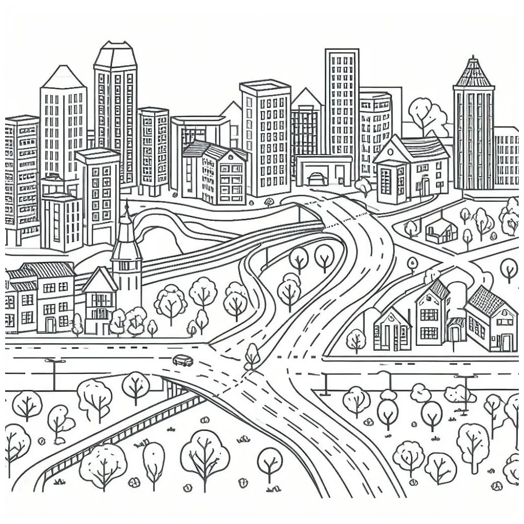 City coloring pages - ColoringLib