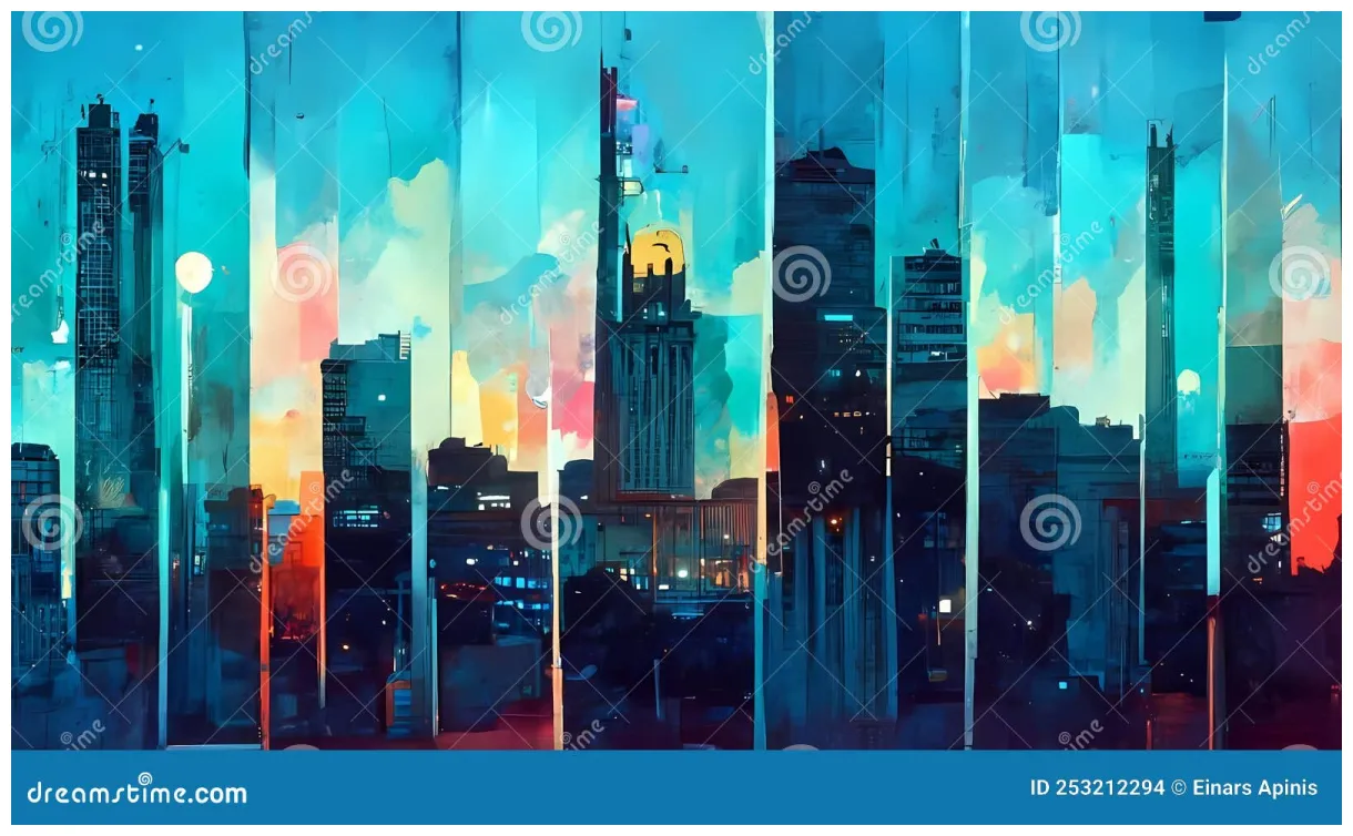 City skyline at night illustration stock illustration