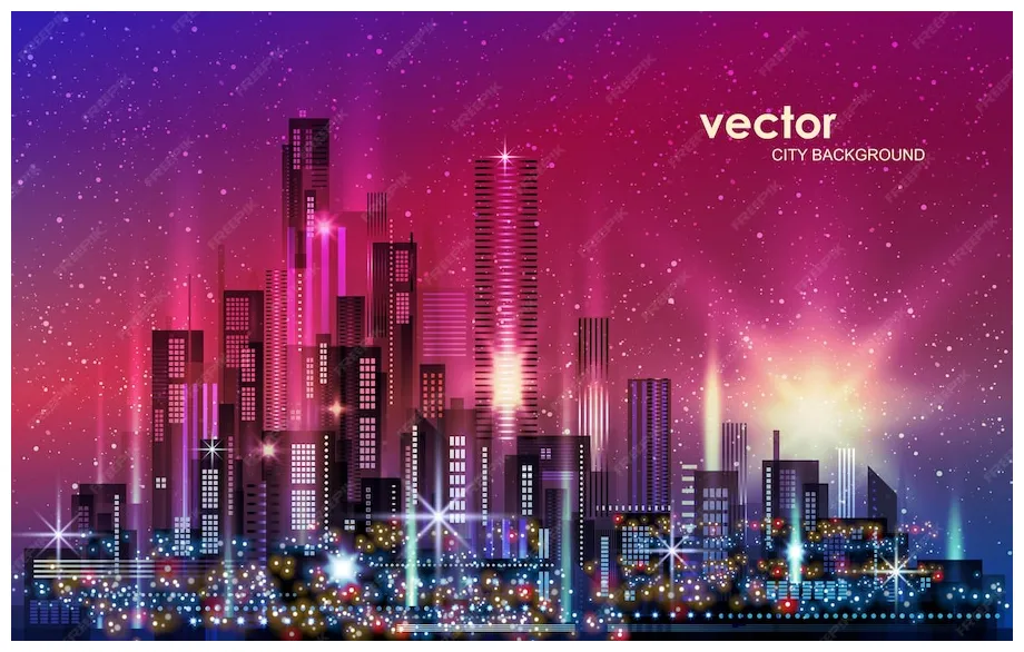 Premium vector city skyline at night printable coloring page