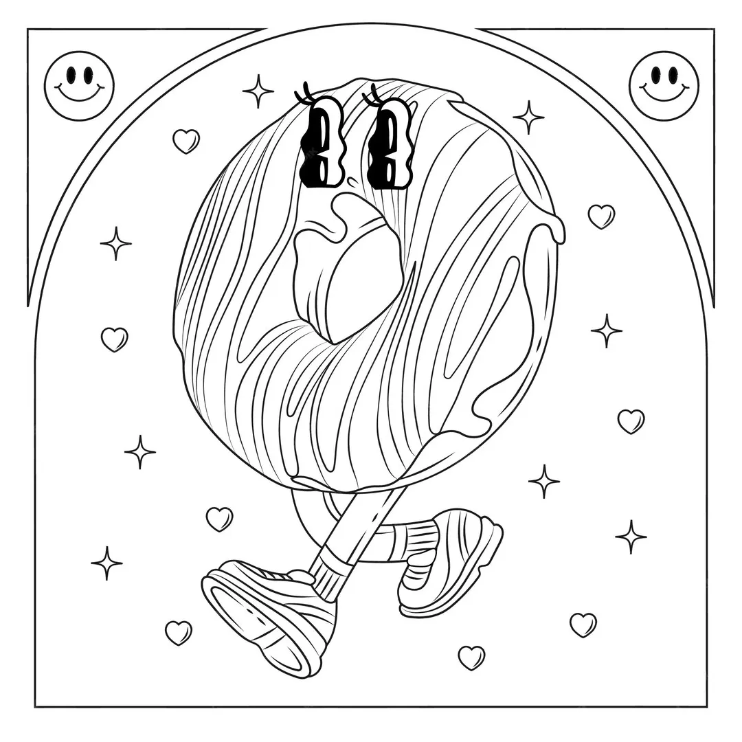 Free vector hand drawn retro cartoon coloring page illustration