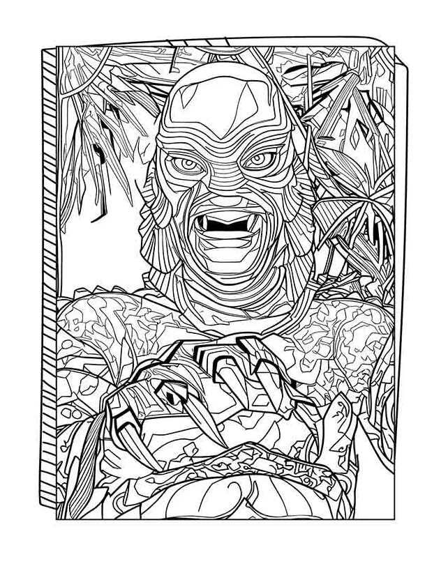 50 horror movie monsters coloring book for adults