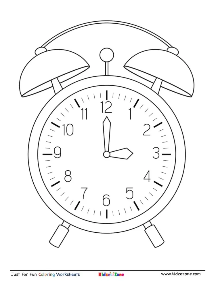 Clock cartoon coloring page kidzezone