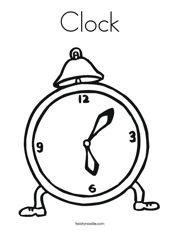 Clock coloring page twisty noodle