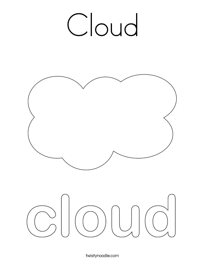 Cloud coloring page twisty noodle printable coloring page
