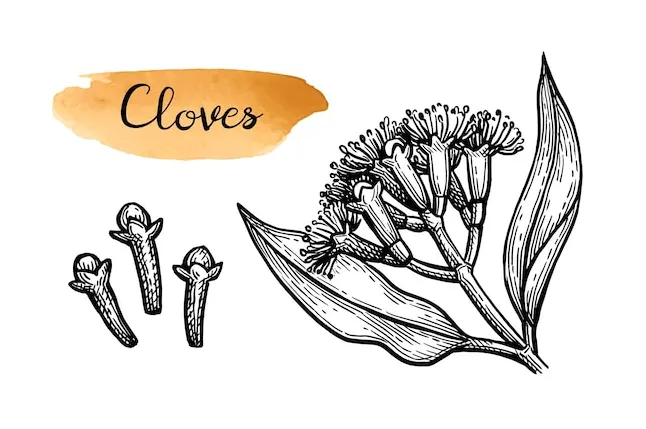 Premium vector clove spice ink sketch