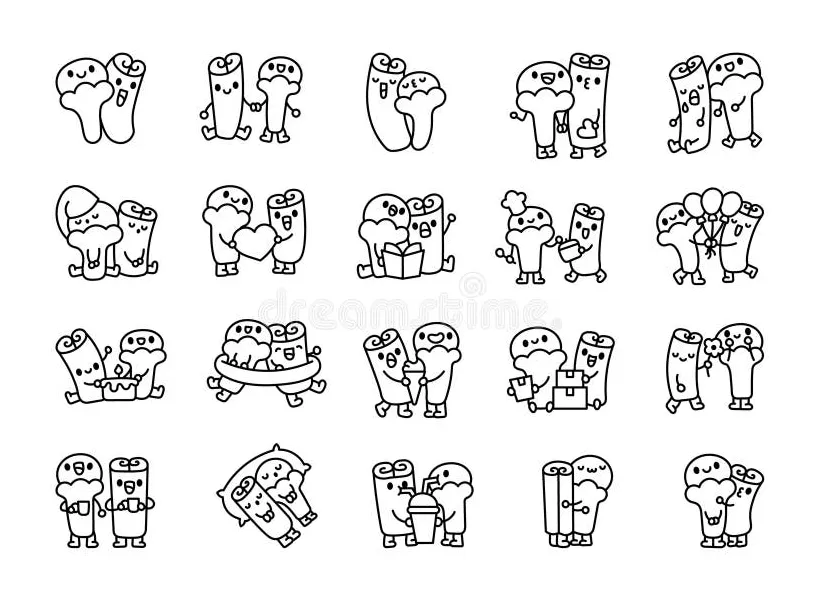 Cute clove and cinnamon couple. coloring page stock vector