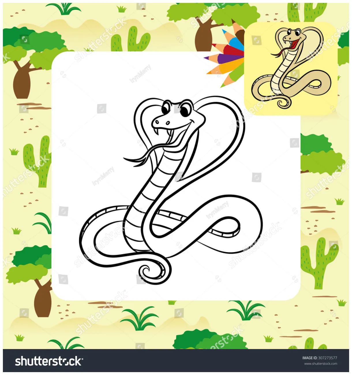 Illustration Cobra Snake Coloring Page Stock Vector (Royalty Free
