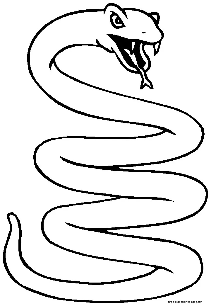 Printable coiled cobra snake coloring pages for kids