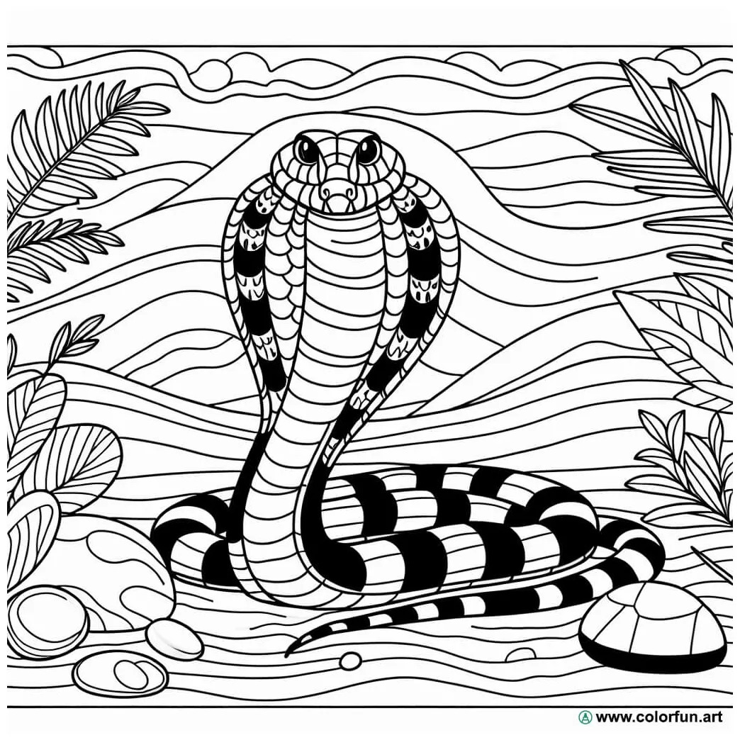 Cobra snake coloring page Download or Print for free