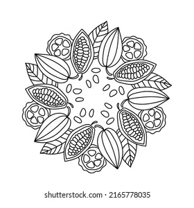 Cocoa Beans Coloring Book Page Fruits Stock Vector (Royalty Free