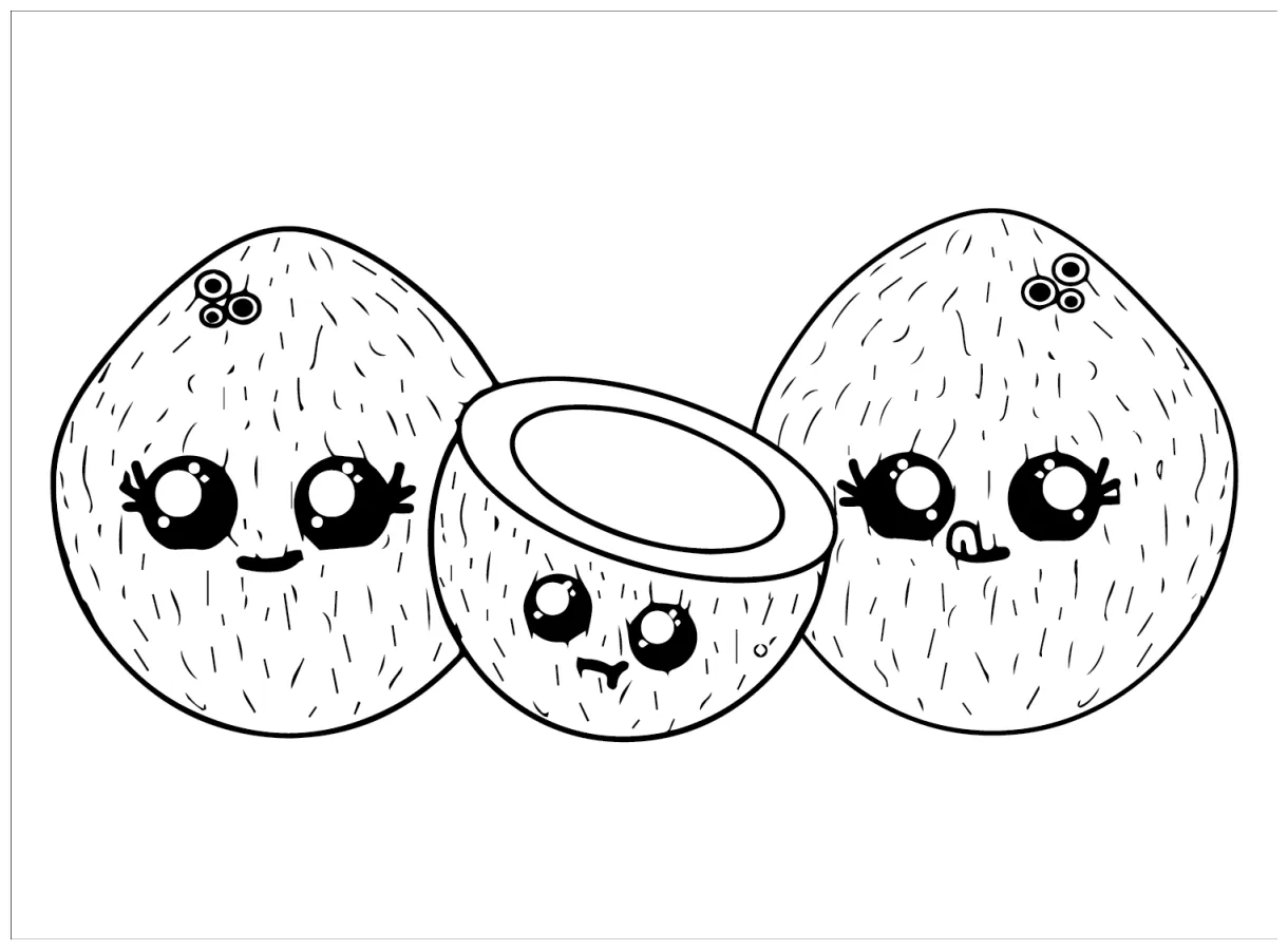 Cartoon Coconut Coloring Page - Free Printable Coloring Pages