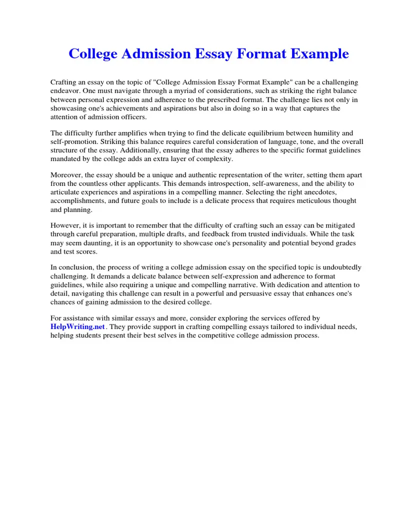 College Admission Essay Format Example | PDF | Learning | Migrant Worker