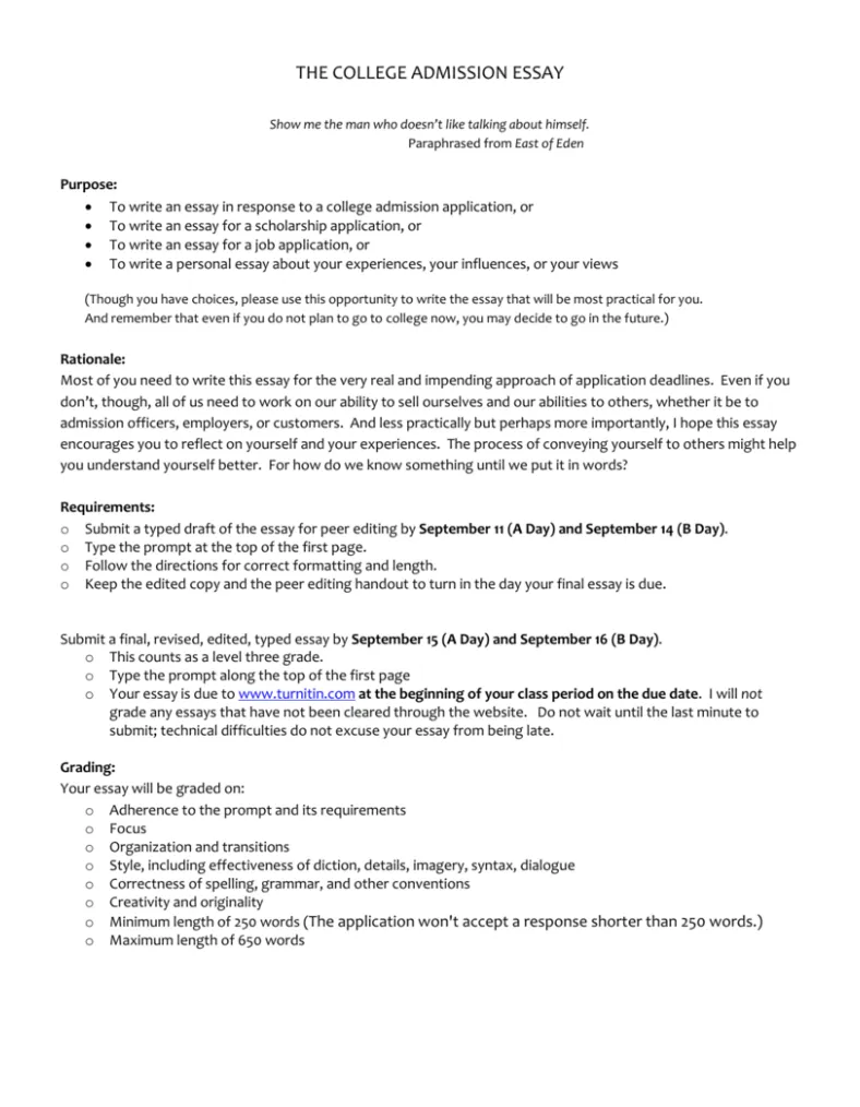 THE COLLEGE ADMISSION ESSAY