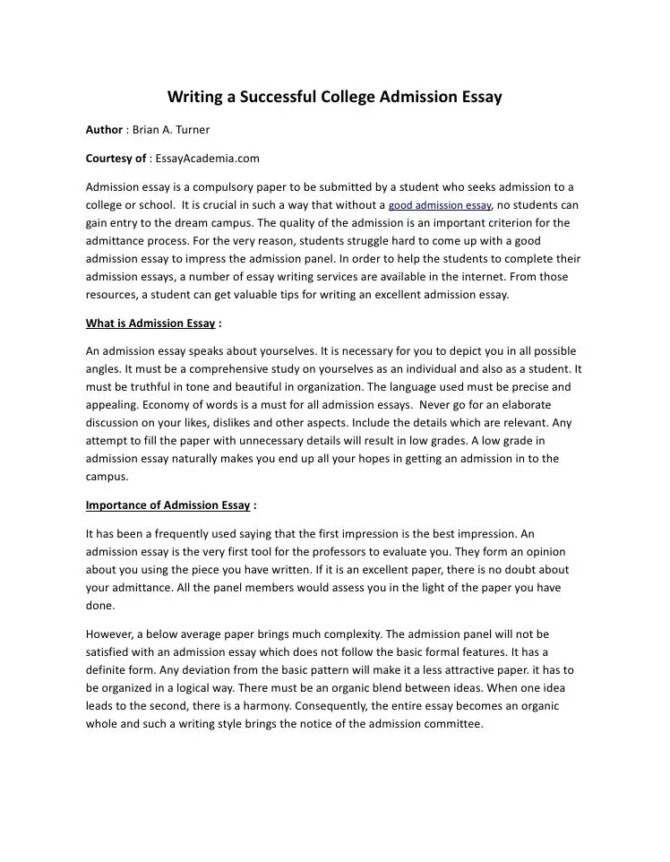 Writing a successful college admission essay