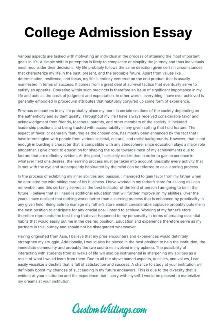 College Admission Essay Sample | Admissions essay, College admission