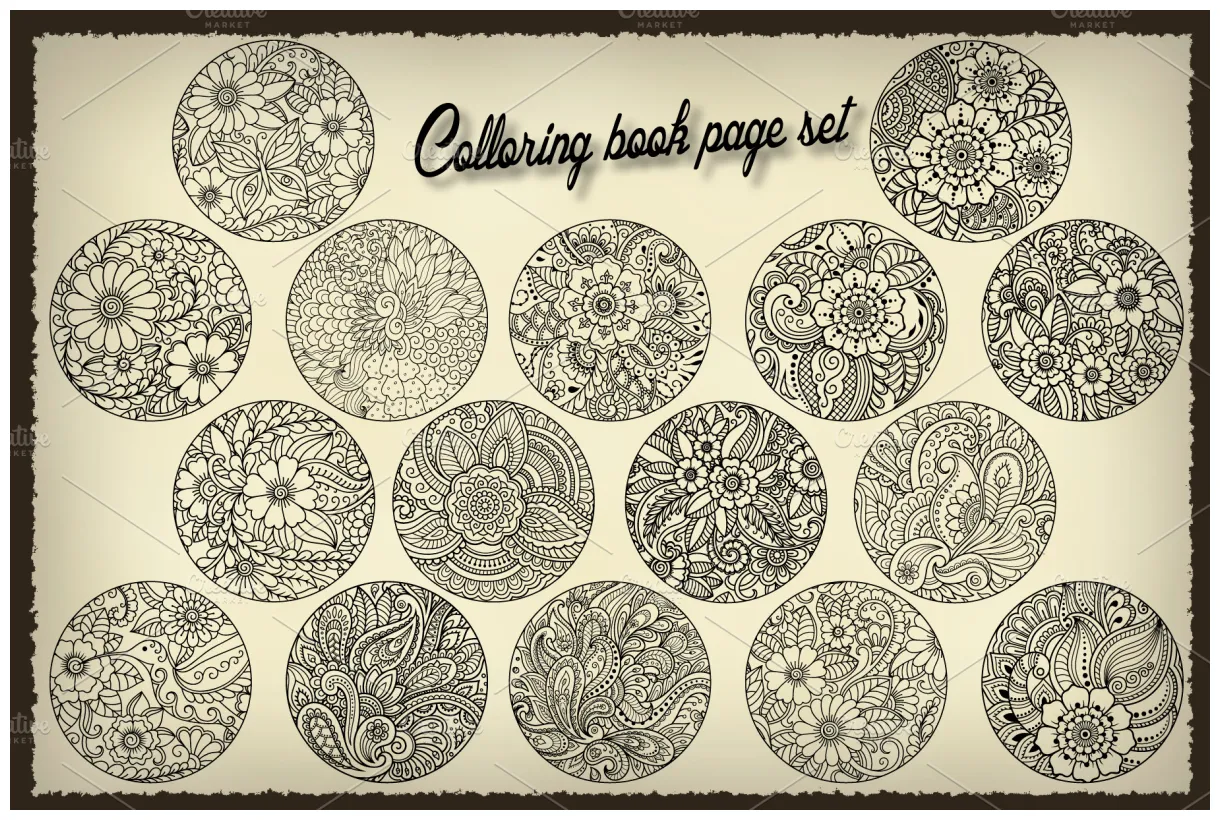 Coloring book page set | Graphic Objects ~ Creative Market