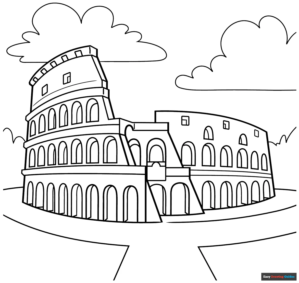 Colosseum Coloring Page | Easy Drawing Guides