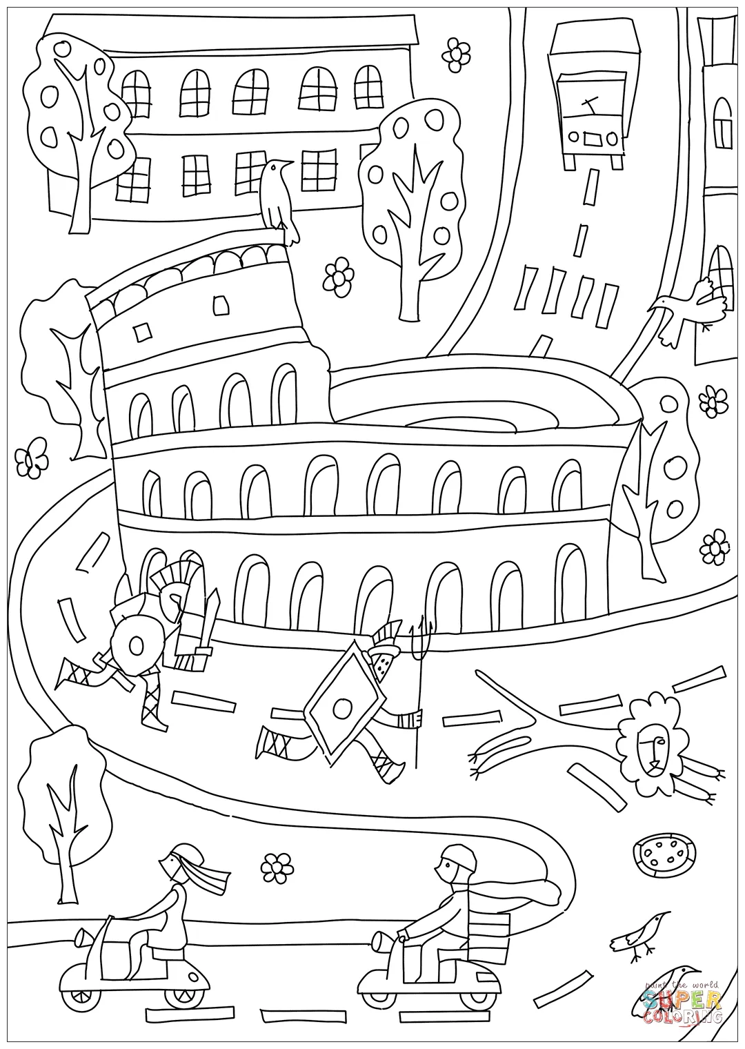 Colosseum coloring page | Free Printable Coloring Pages