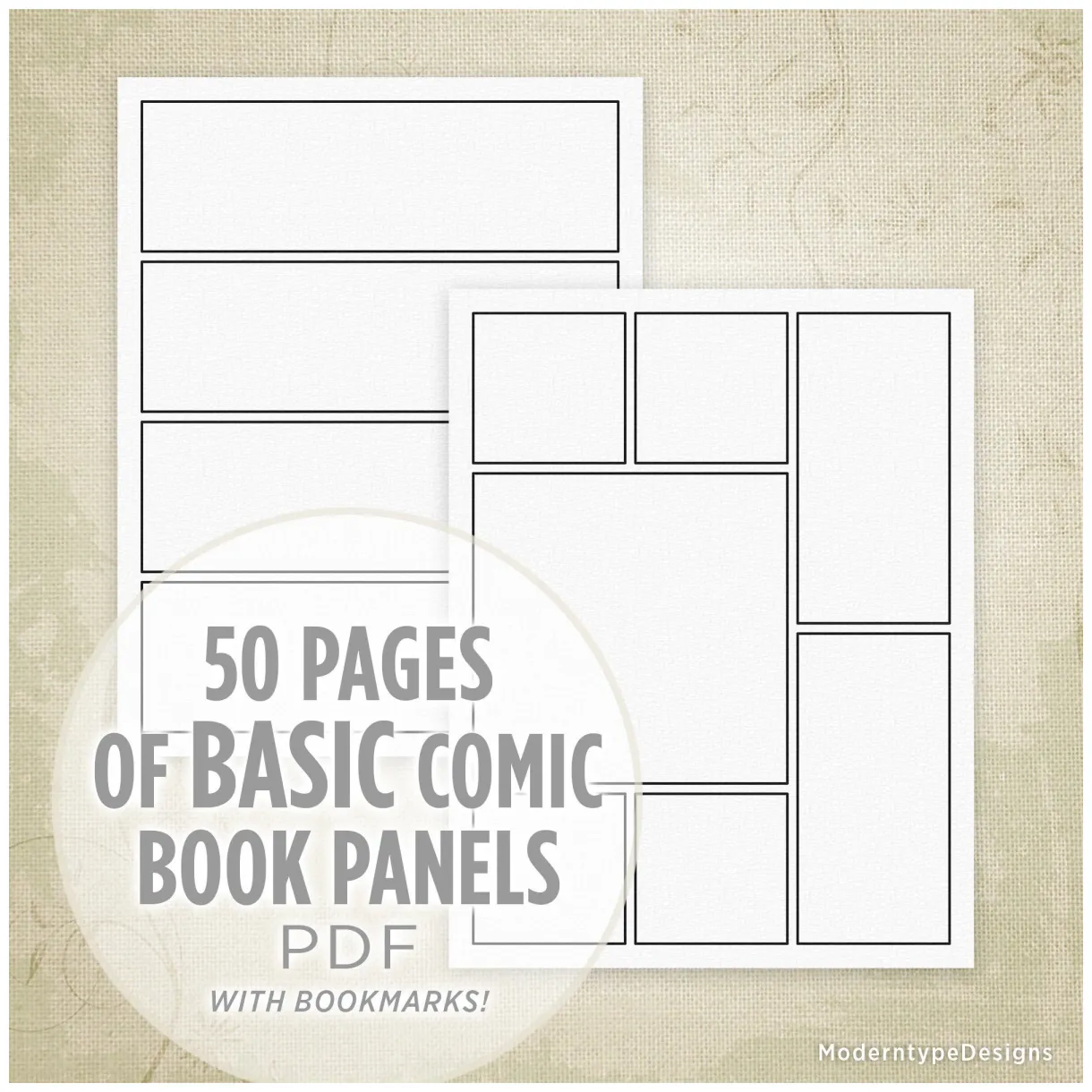 Basic comic book panels with 50 printable pages drawing etsy