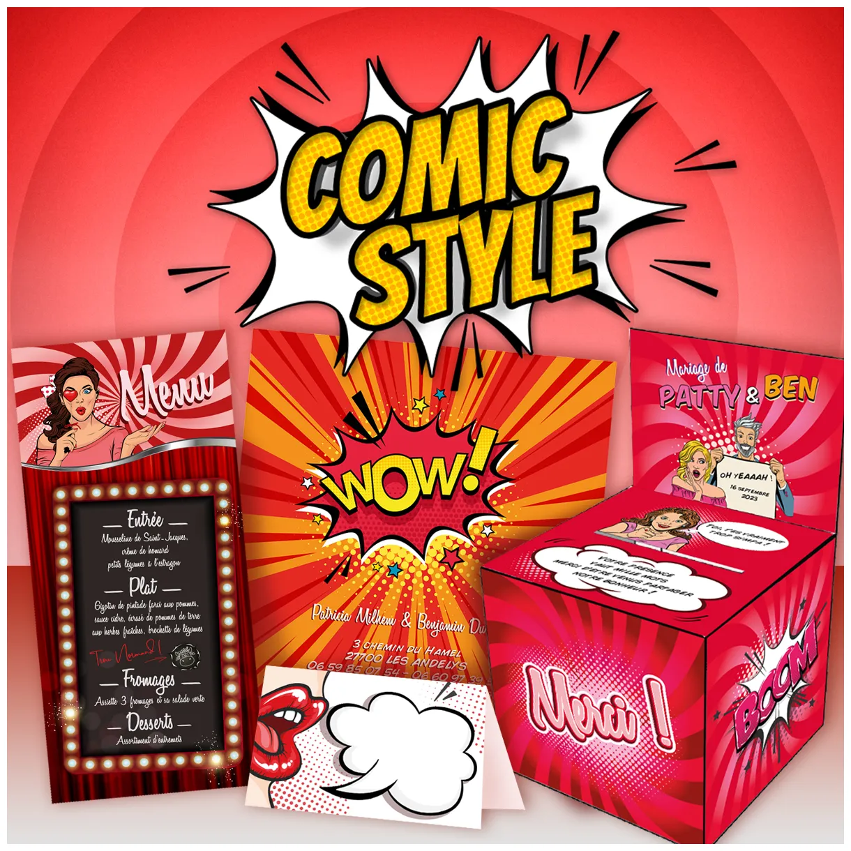 Comic Style - Peppermint Cards | Votre faire-part à vos couleurs