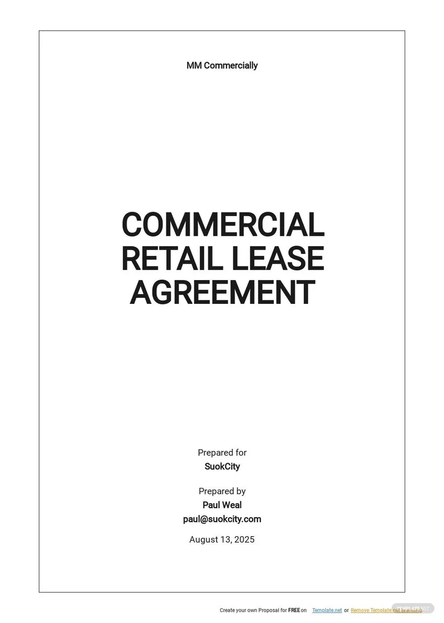 Commercial lease agreement template google docs, word, apple pages