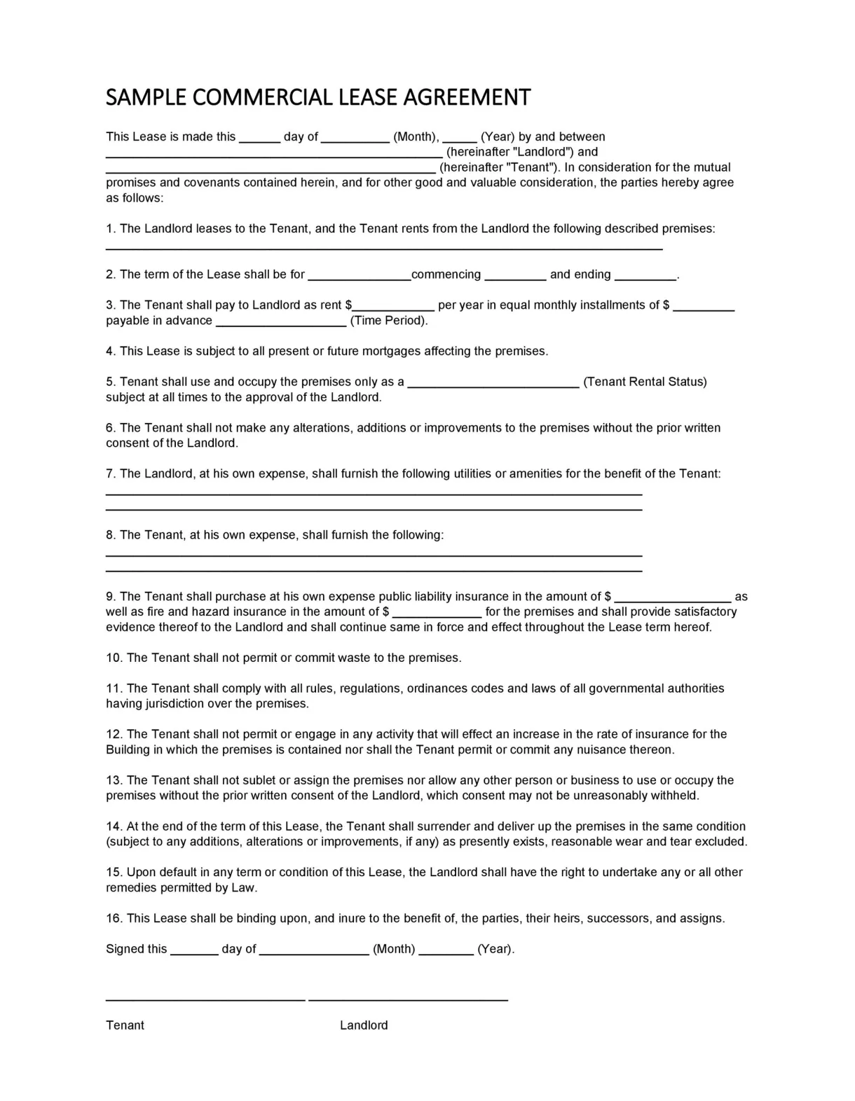 26 free commercial lease agreement templates template lab