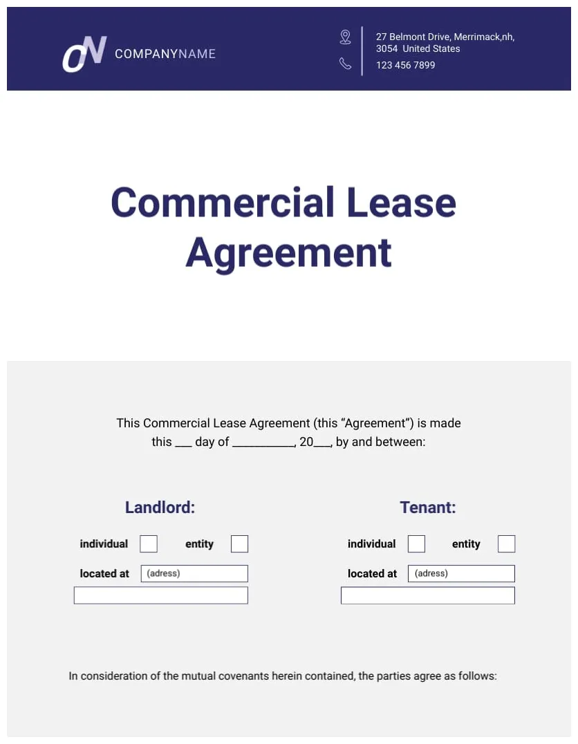 Commercial lease agreement template visme printable coloring page