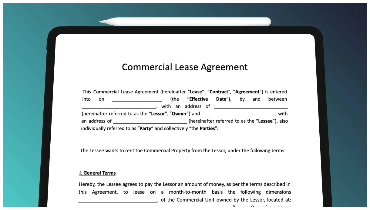 The working free commercial lease agreement template