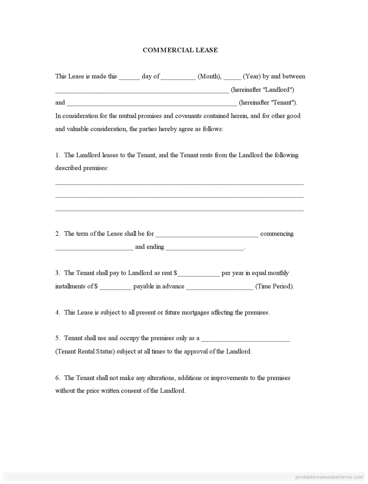 Free commercial lease agreement forms to print-template
