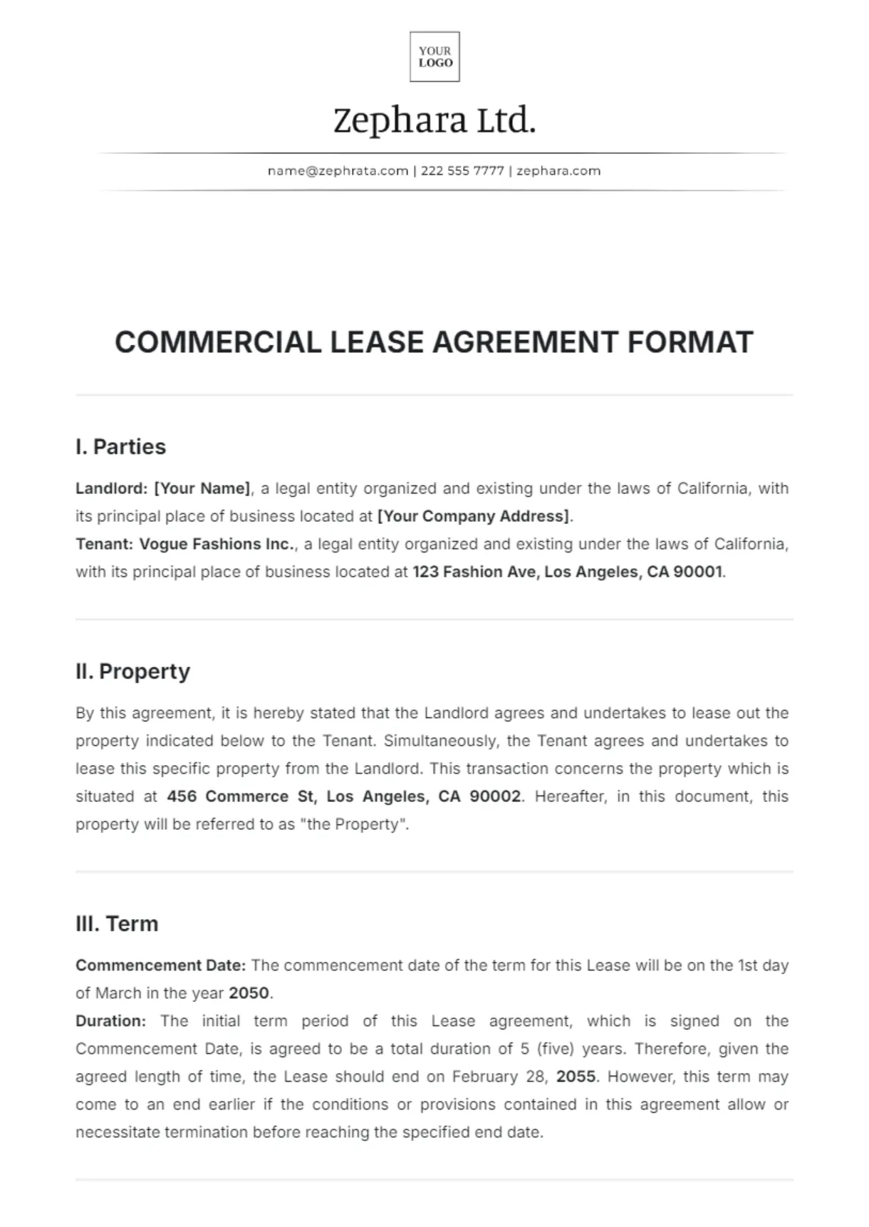 Free commercial lease agreement templates, editable and printable