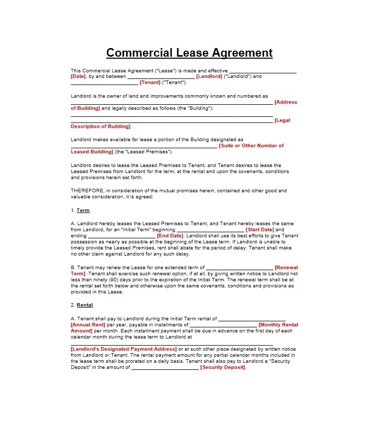 27 free commercial lease agreement templates ᐅ templatelab