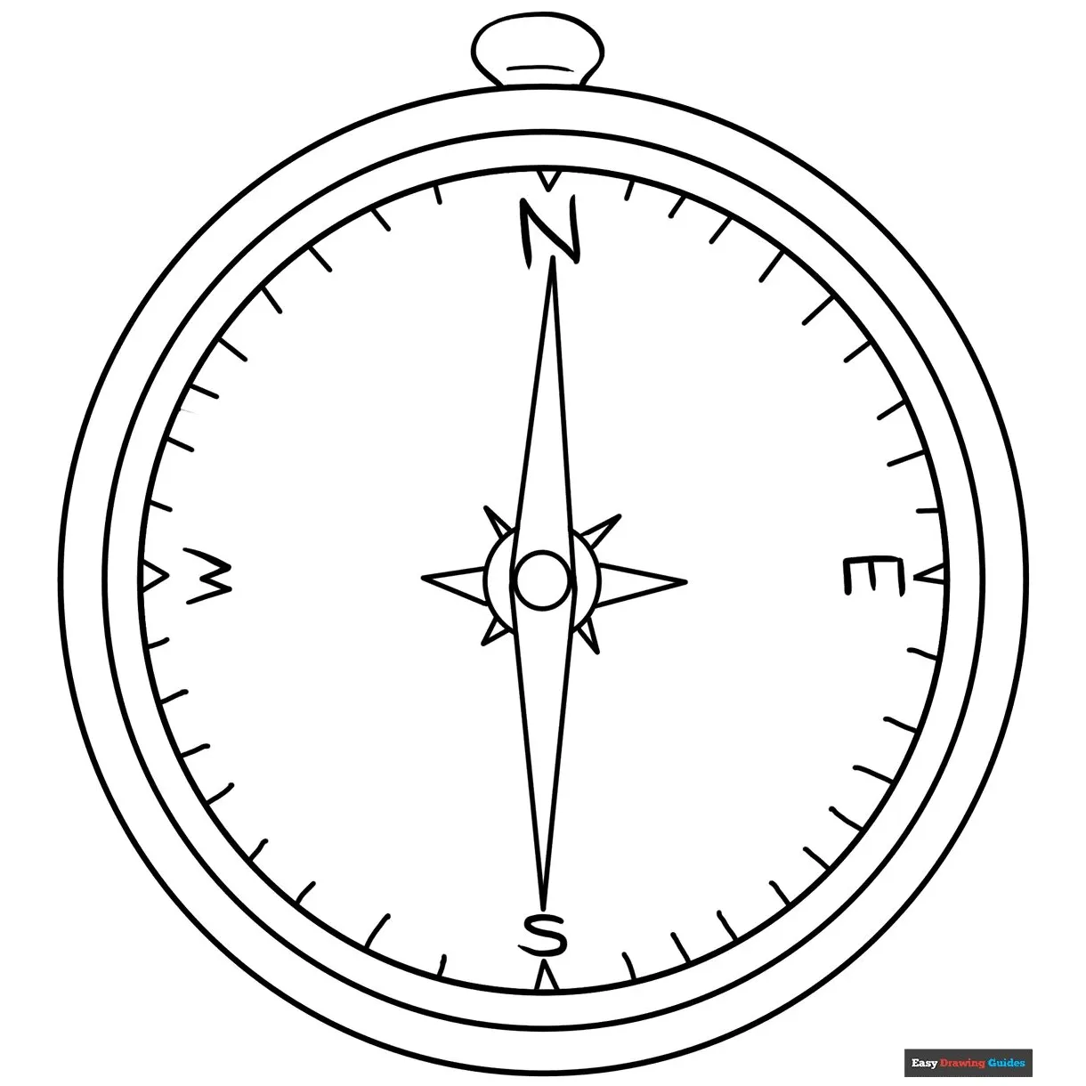 Compass compass drawing, easy drawings, coloring pages printable coloring page