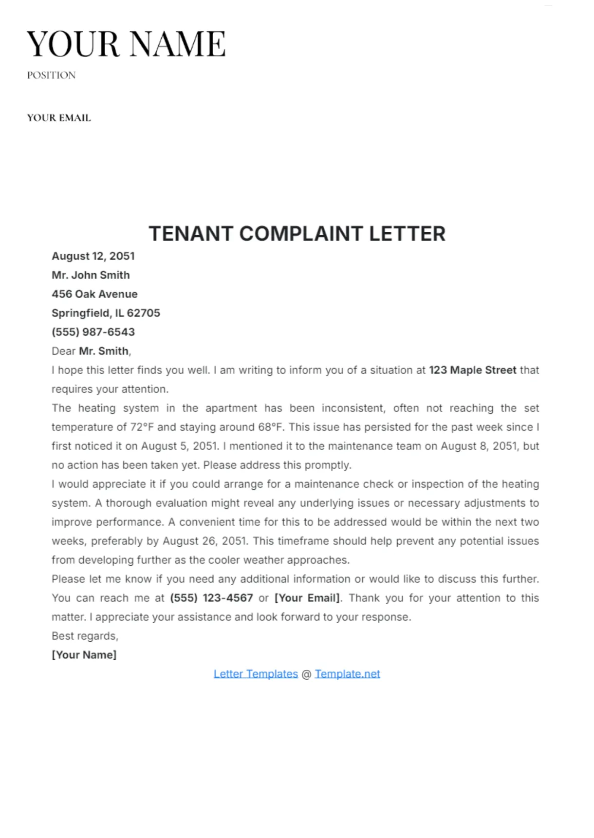 Free simple complaint letter to school template edit online