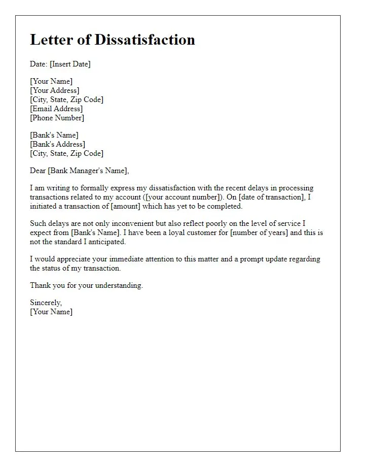 Letter template for complaint against bank services free samples in