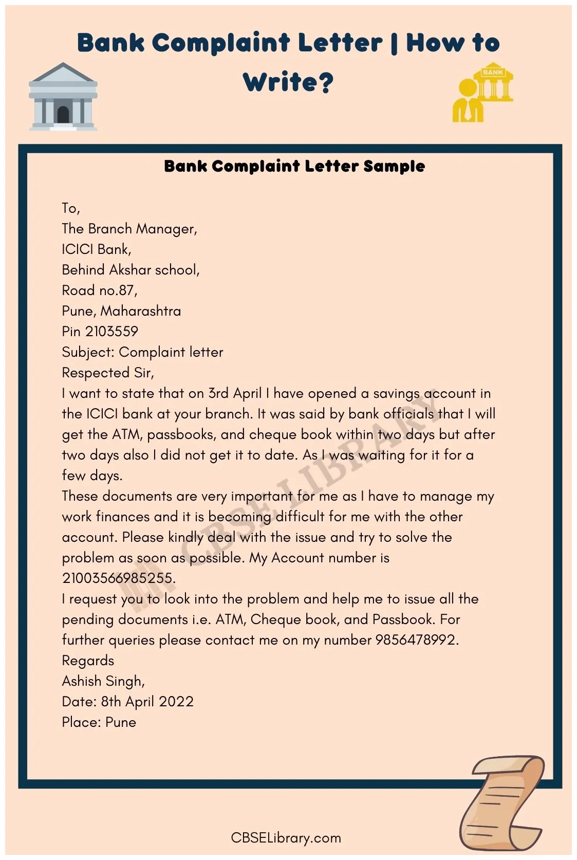 Bank complaint letter how to write?, tips, format and samples cbse