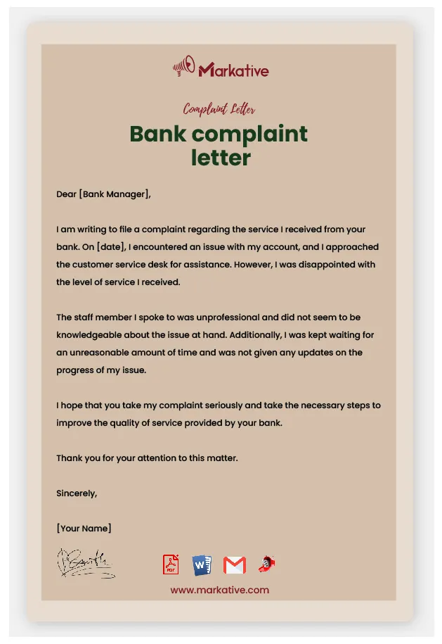 How to write attractive bank complaint letter [5+ templates] markative