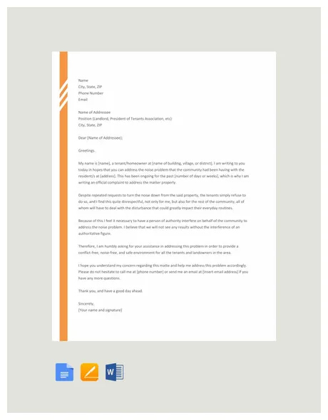 16+ Noise Complaint Letter Templates - PDF, DOC