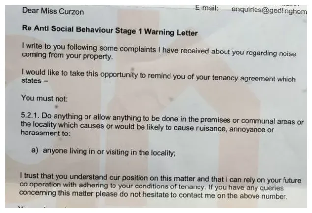Mum given anti-social behaviour warning after complaints that her