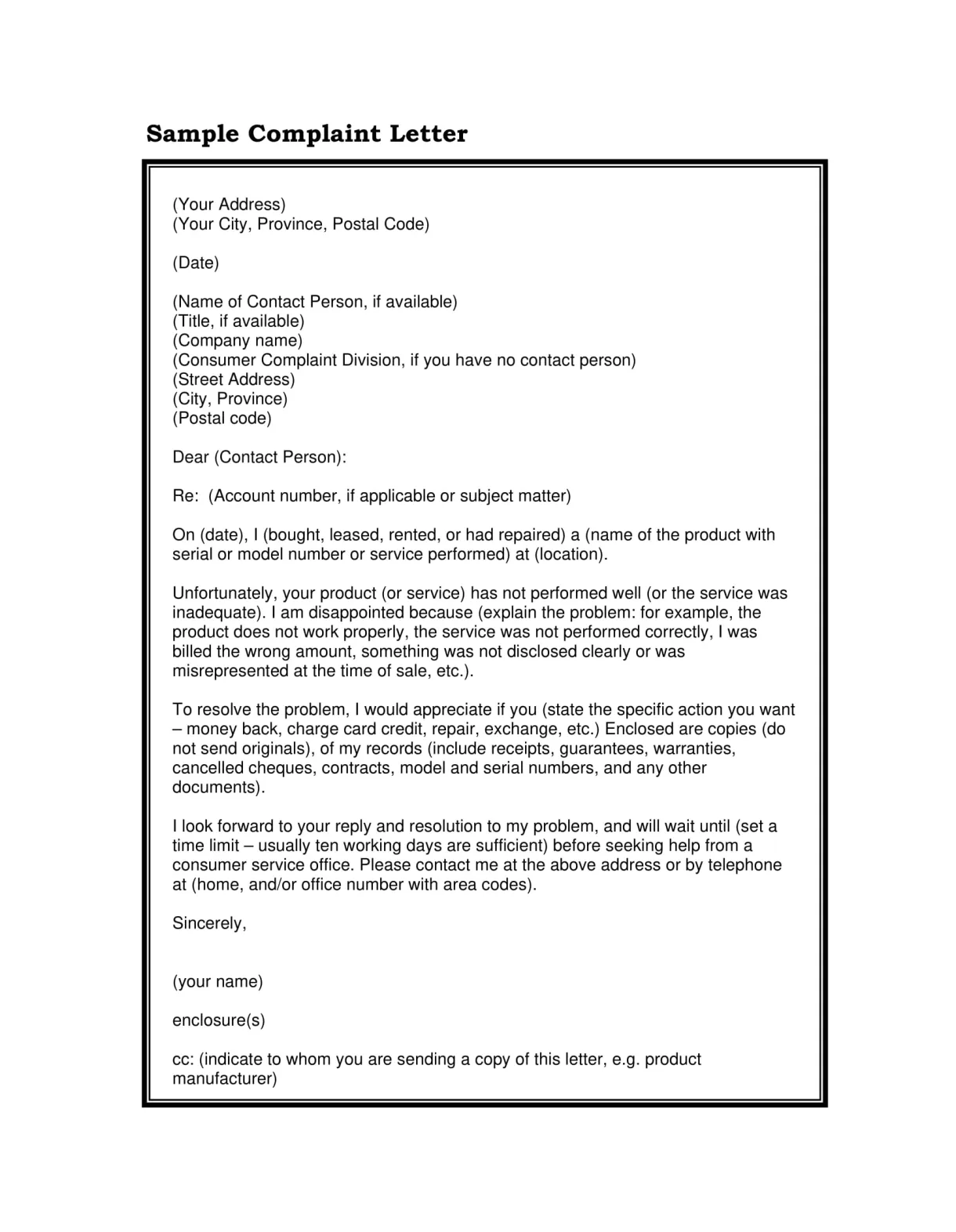 45+ Complaint Letter Examples to Download