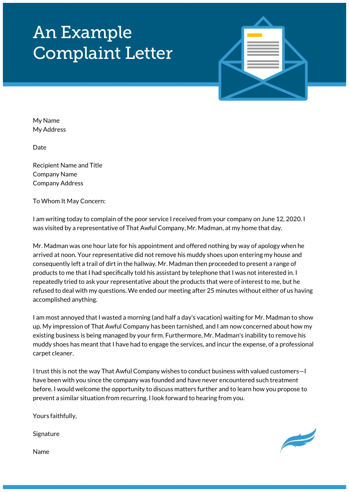 An Example Complaint Letter | Scribendi