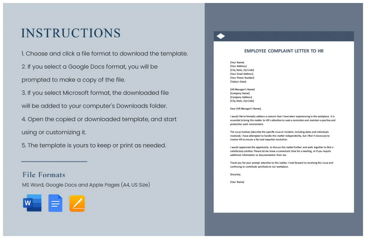 Employee in word, pdf, google docs download