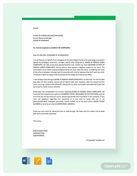 17+ hr complaint letter templates free sample, example, format download