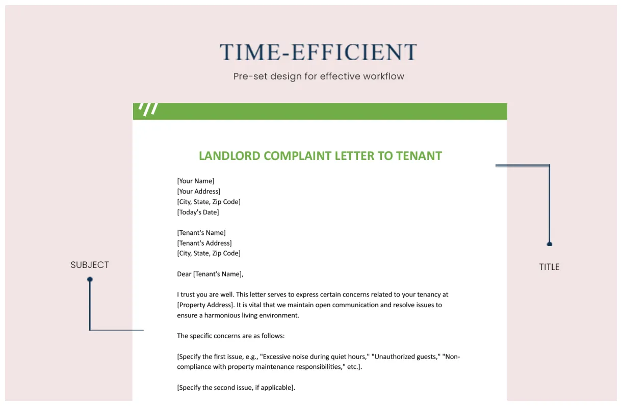 Landlord Complaint Letter To Tenant in Word, Google Docs - Download