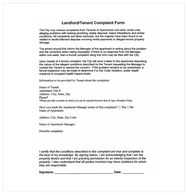 14+ Complaint Letter to Landlord - Google Docs | MS Word | Pages | PDF