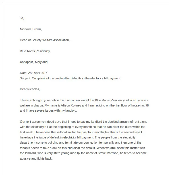 14+ Complaint Letter to Landlord - Google Docs | MS Word | Pages | PDF
