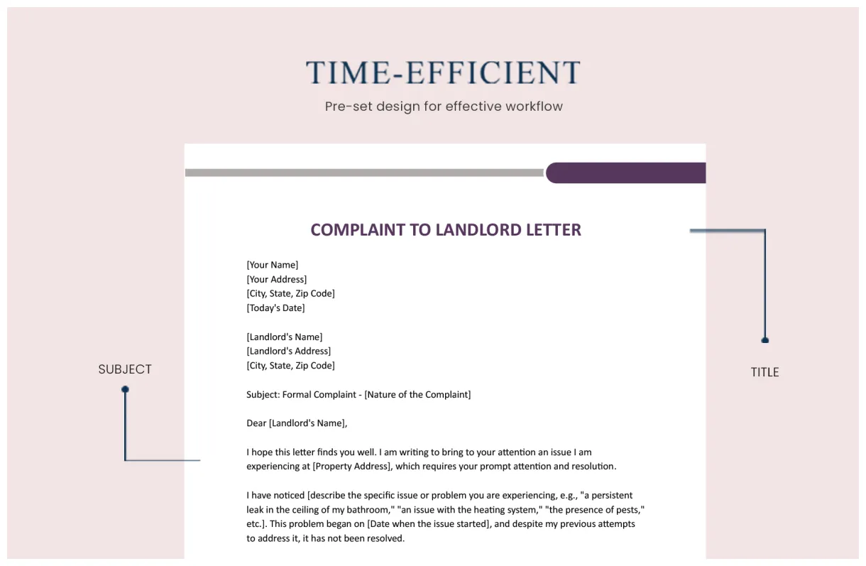 Complaint To Landlord Letter in Word, Google Docs - Download | Template.net