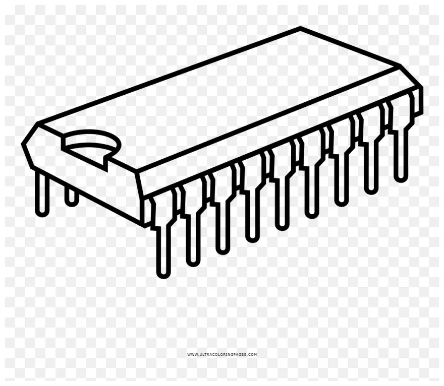 Drawing of computer chip, png download