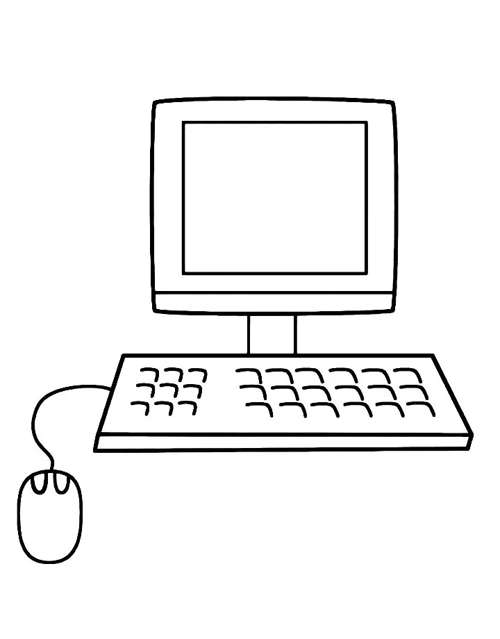 Computer screen coloring page free printable pdf
