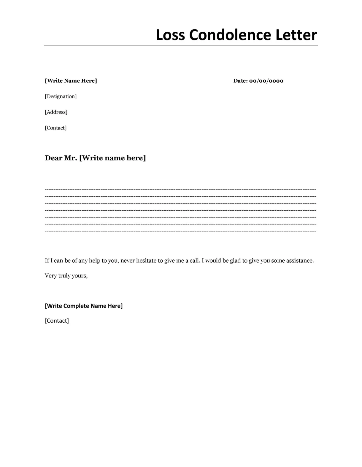 10+ condolence letter samples printable word & pdf formats