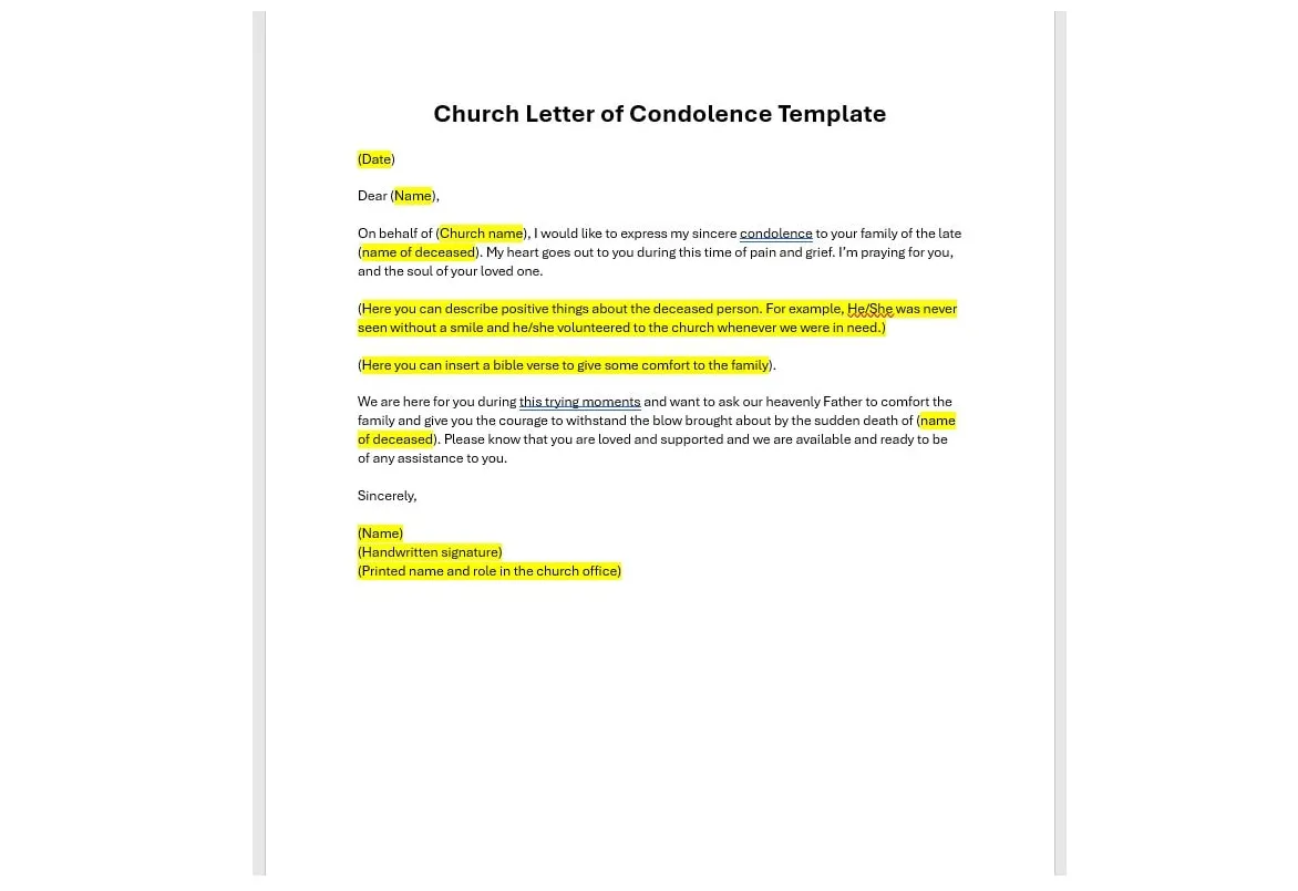Condolence letter format